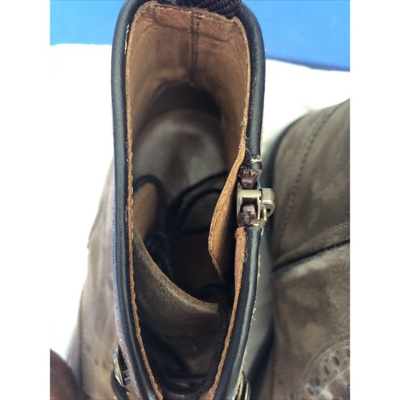 NWT Massimo Dutti Mens Taupe Suede Wing Tip Lace-Up Zip Boots Size 8 US 41 - Picture 5 of 10
